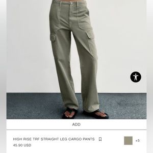 Zara HIGH RISE TRF STRAIGHT LEG CARGO PANTS
